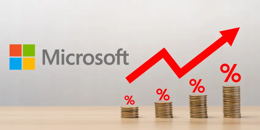 Microsoft prisstigninger 2023 på licenser med procentvise stigninger i DKK og EUR
