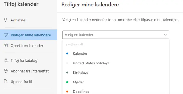 Omdøb kalender i Microsoft Outlook 2023 på Windows