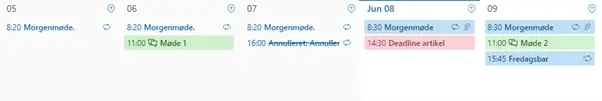 Microsoft Outlook 2023 kalenderuge visning i Windows-app