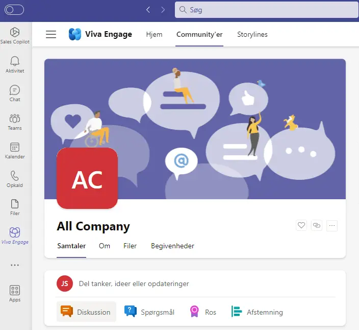 Viva Engage platform til medarbejderkommunikation i Microsoft 365