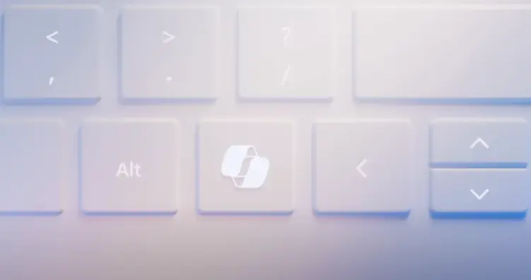 Copilot-tast på Windows-tastatur som genvej til kunstig intelligens