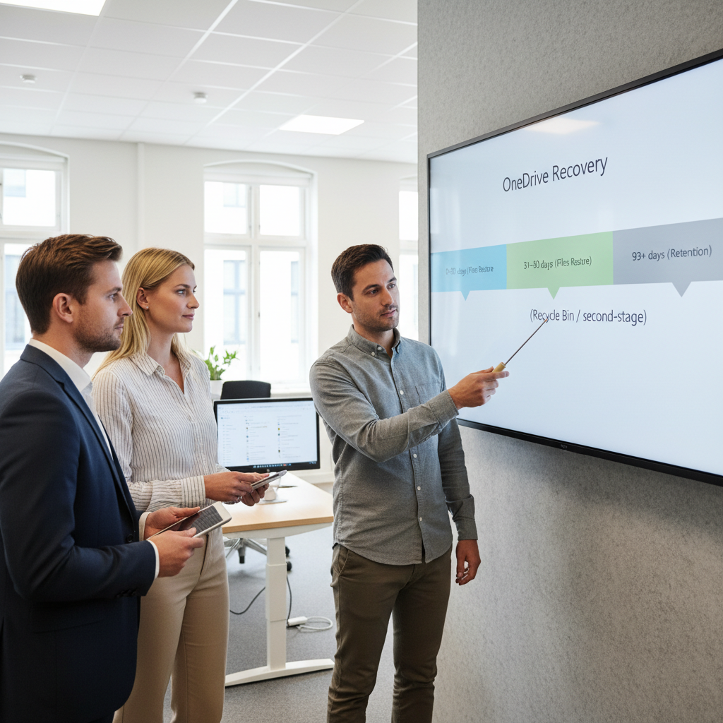 Tidslinje for gendannelse i OneDrive: 0-30 dage, 30-93 dage og efter 93 dage