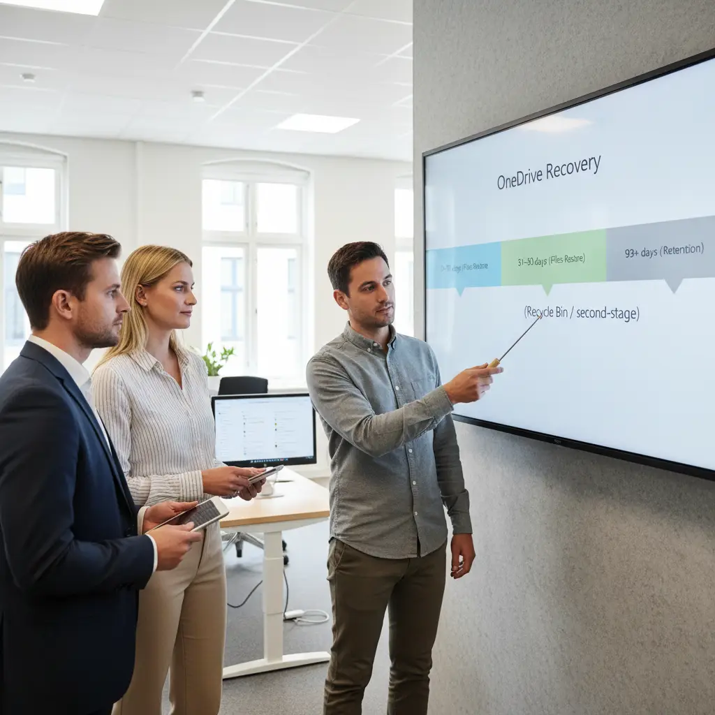 Tidslinje for gendannelse i OneDrive: 0-30 dage, 30-93 dage og efter 93 dage