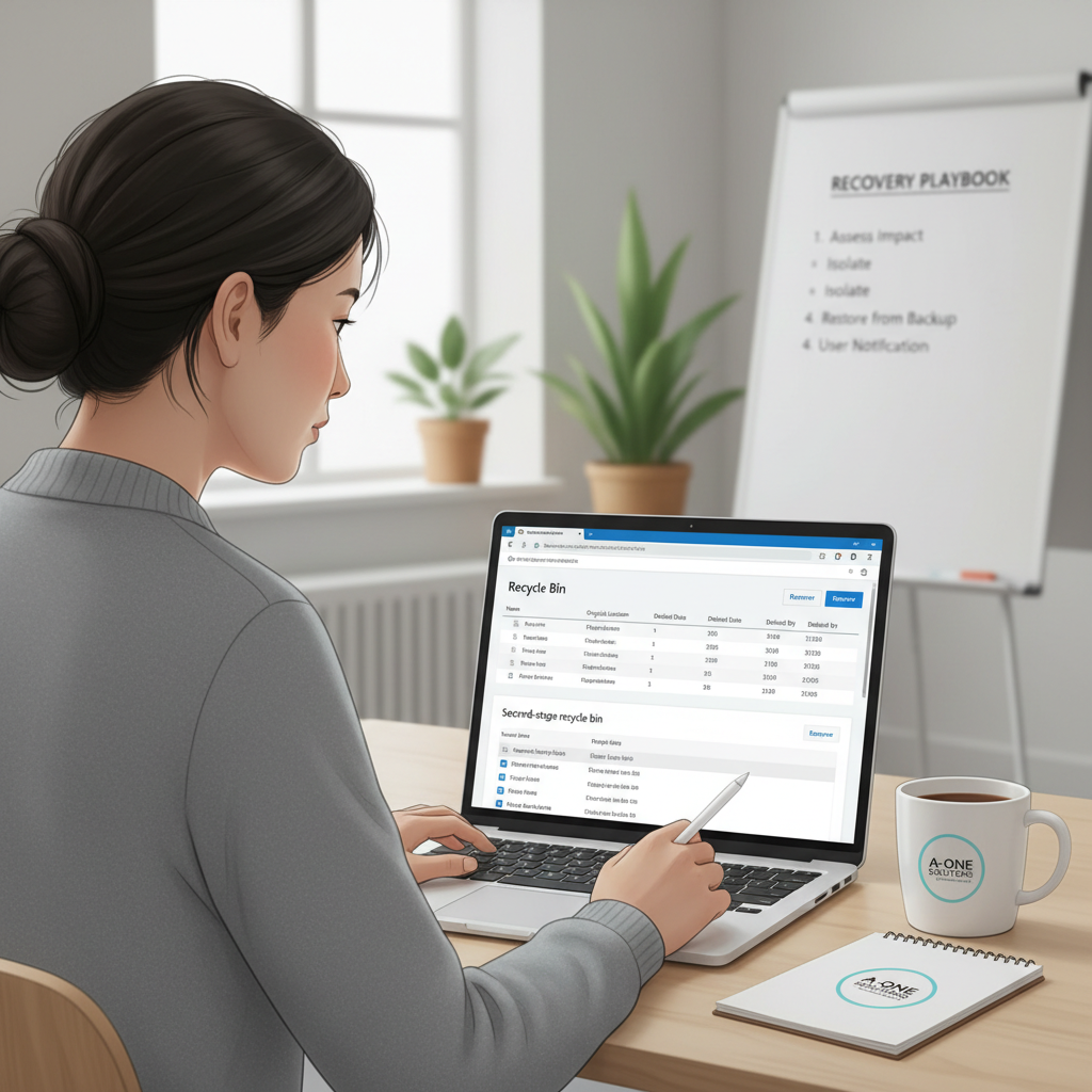 Illustration af OneDrive papirkurv og second-stage recycle bin til admin-gendannelse