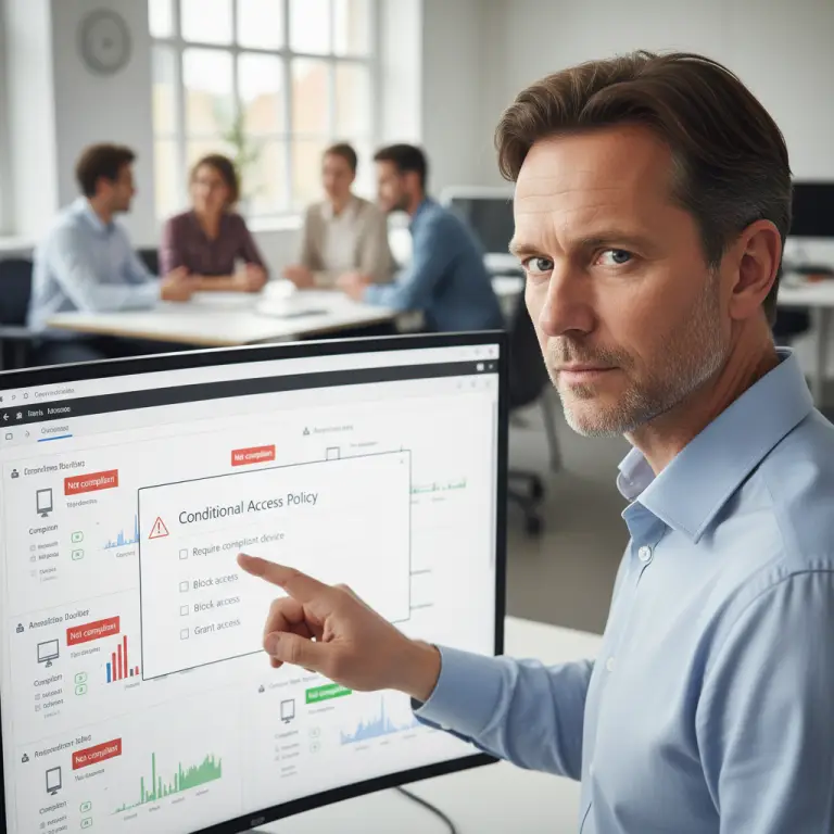 Intune compliance policy fejl vist i Microsoft Endpoint Manager dashboard