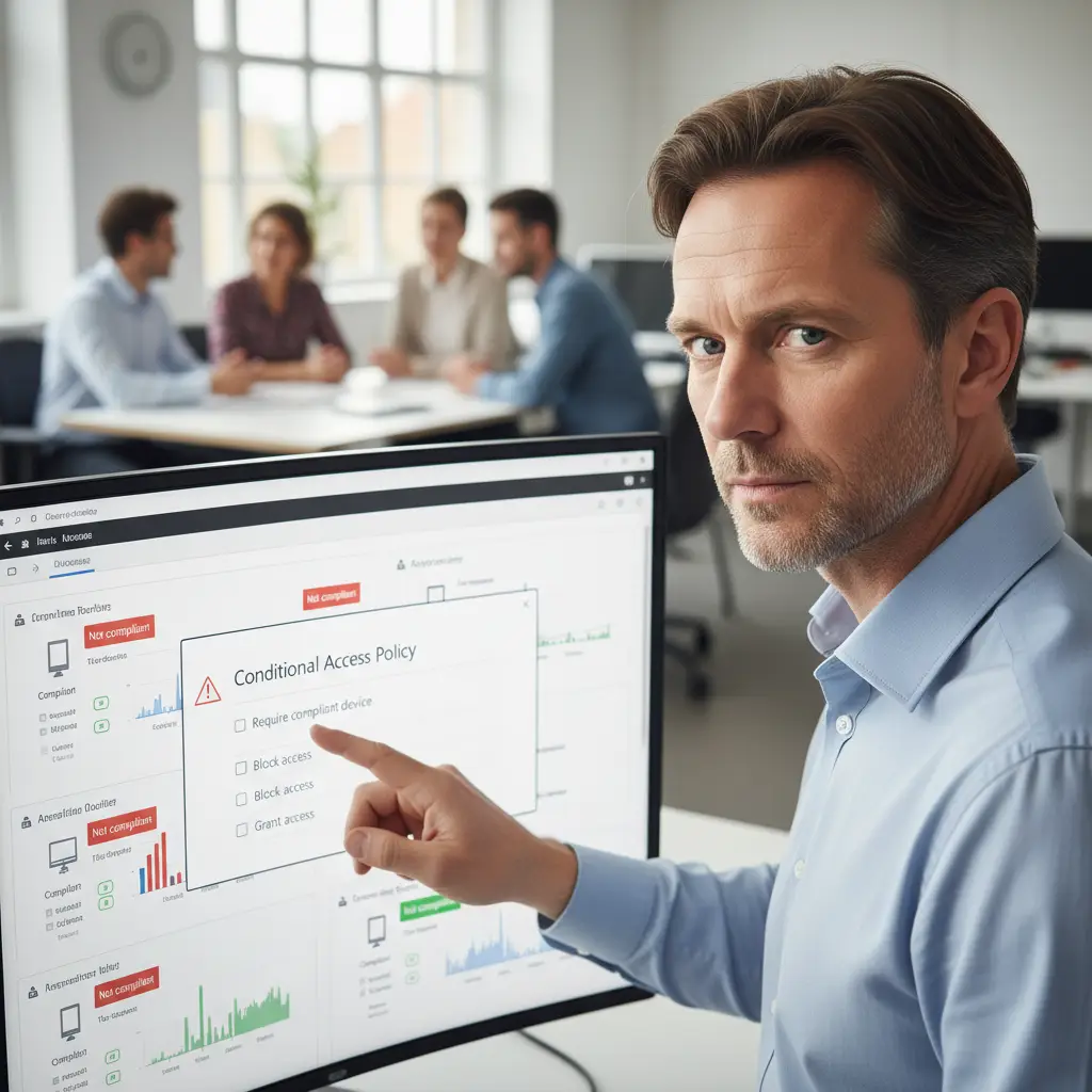 Intune compliance policy fejl vist i Microsoft Endpoint Manager dashboard