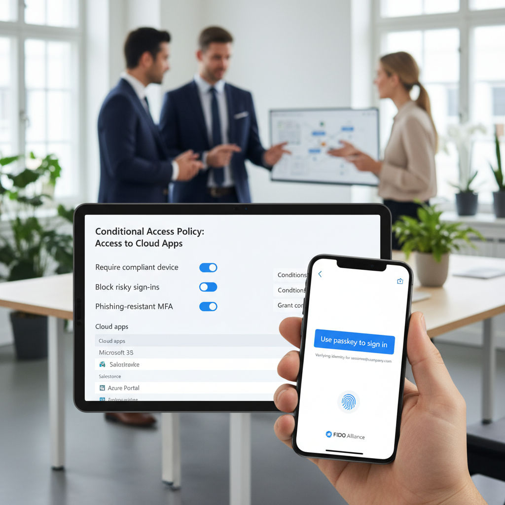 Conditional Access politikker med krav om compliant enhed og phishing-resistent MFA