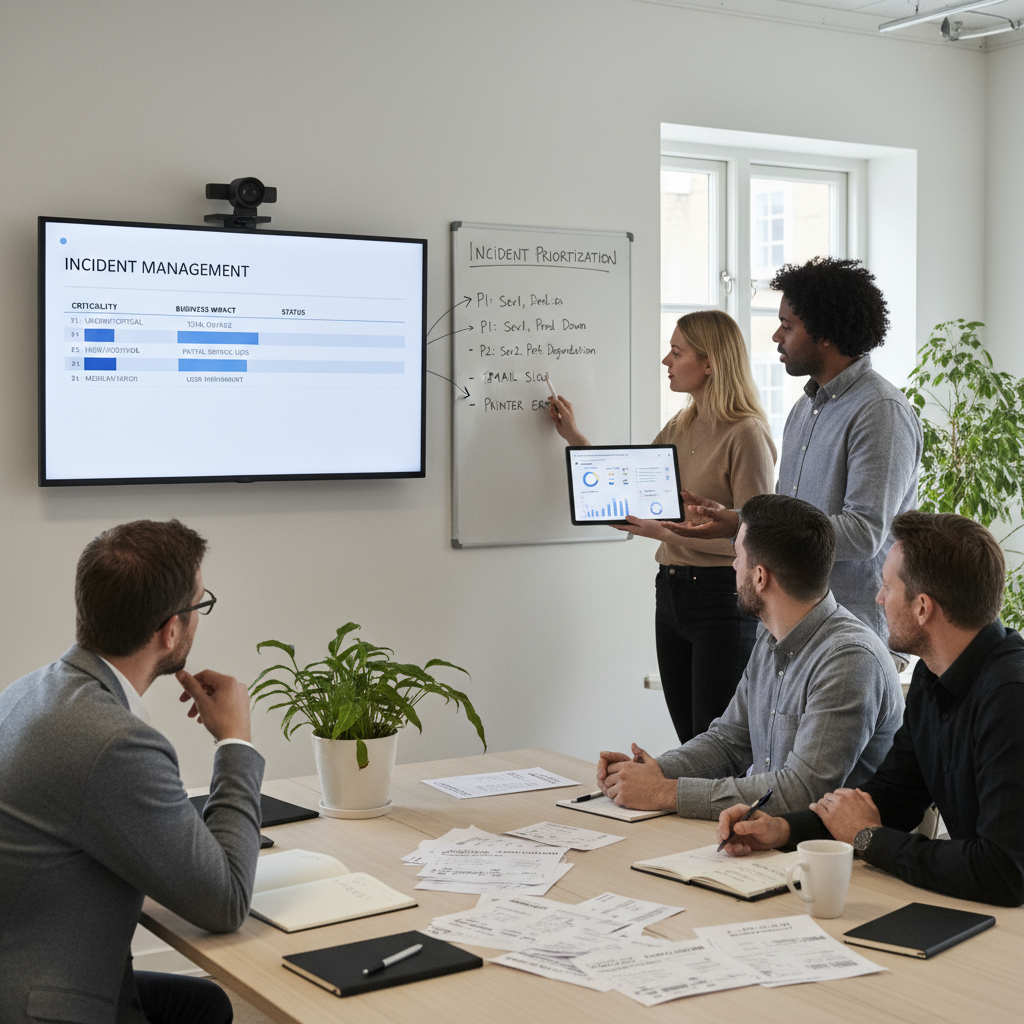 Supportteam der prioriterer incidents efter kritikalitet og business impact