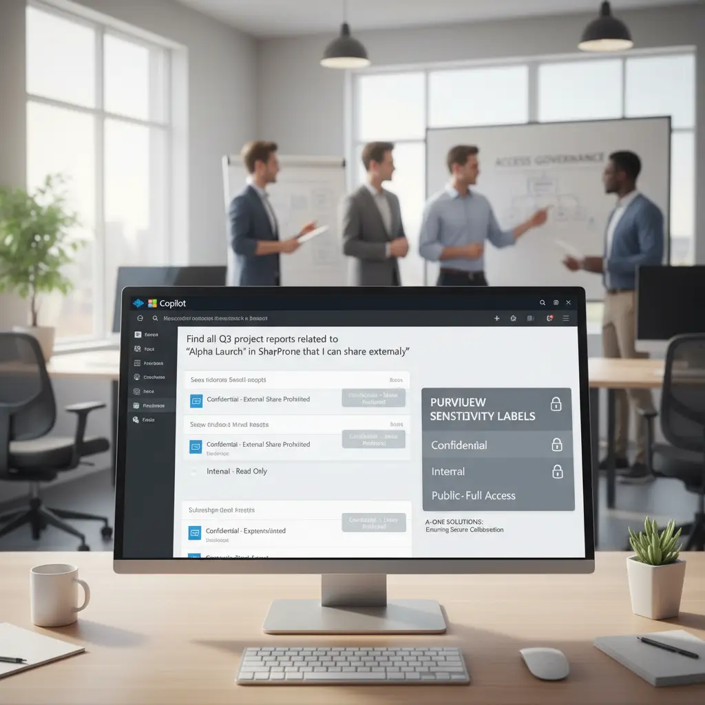 Microsoft 365 Copilot sikkerhed dashboard med SharePoint adgangsstyring og oversharing kontrol