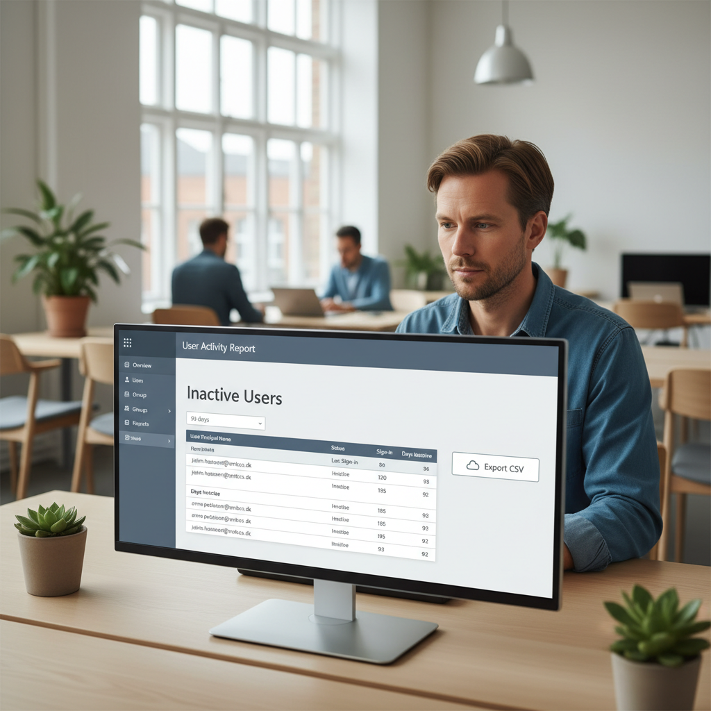 Skærmbillede-koncept: Microsoft Entra ID rapport med inaktive brugere