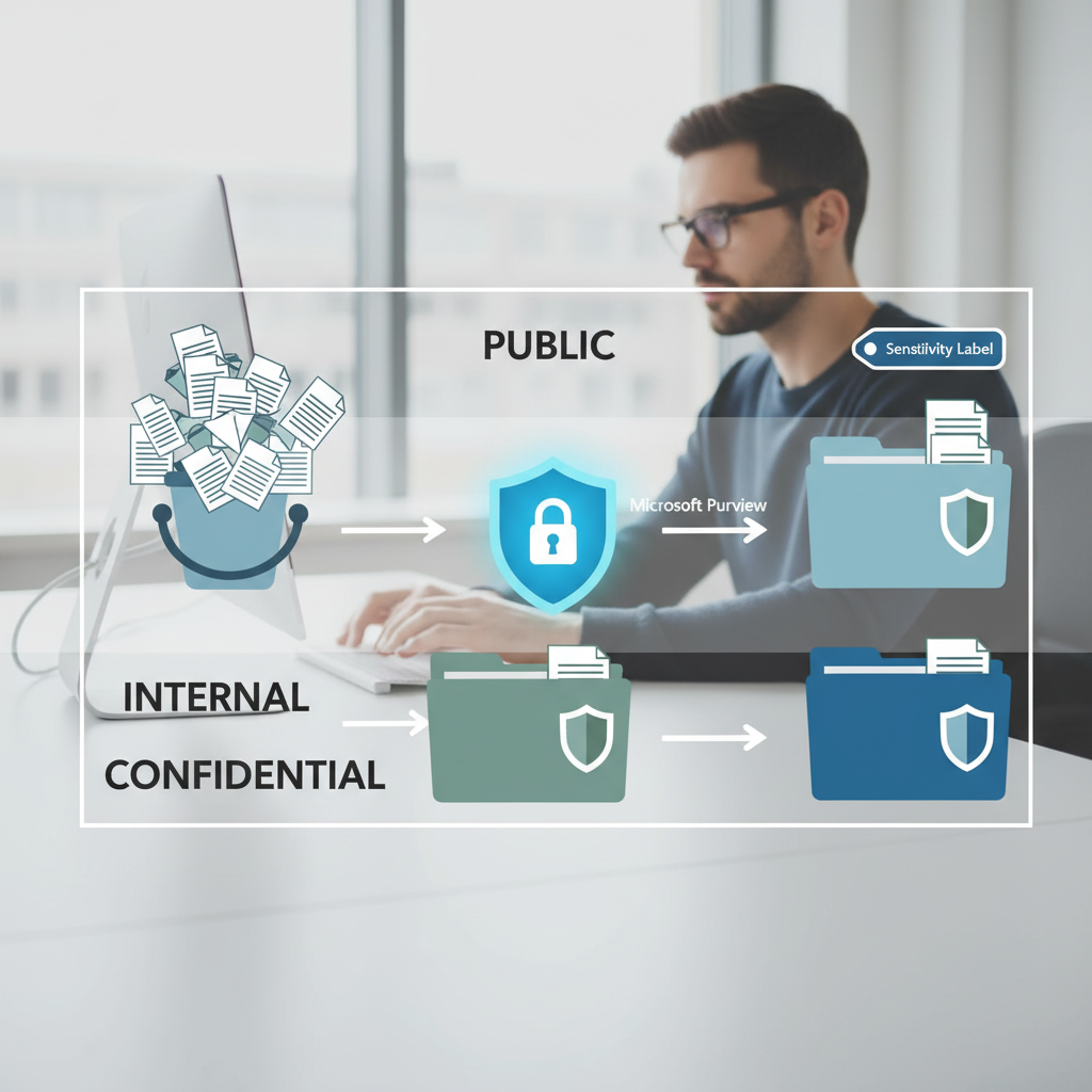 Eksempel på segmentering af data: offentligt, internt og fortroligt med Microsoft Purview sensitivity labels