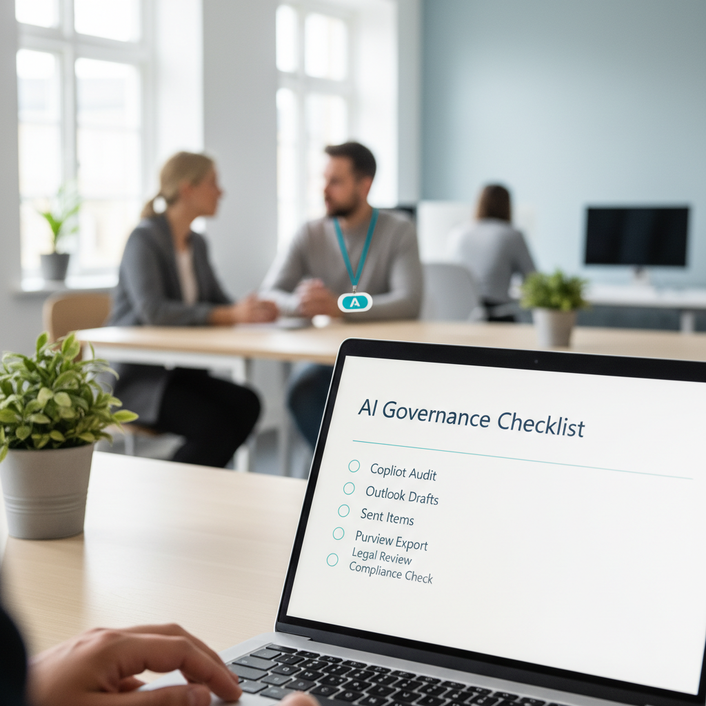 Tjekliste på skærm: Copilot, Outlook, Purview audit og HR-afgrænsning
