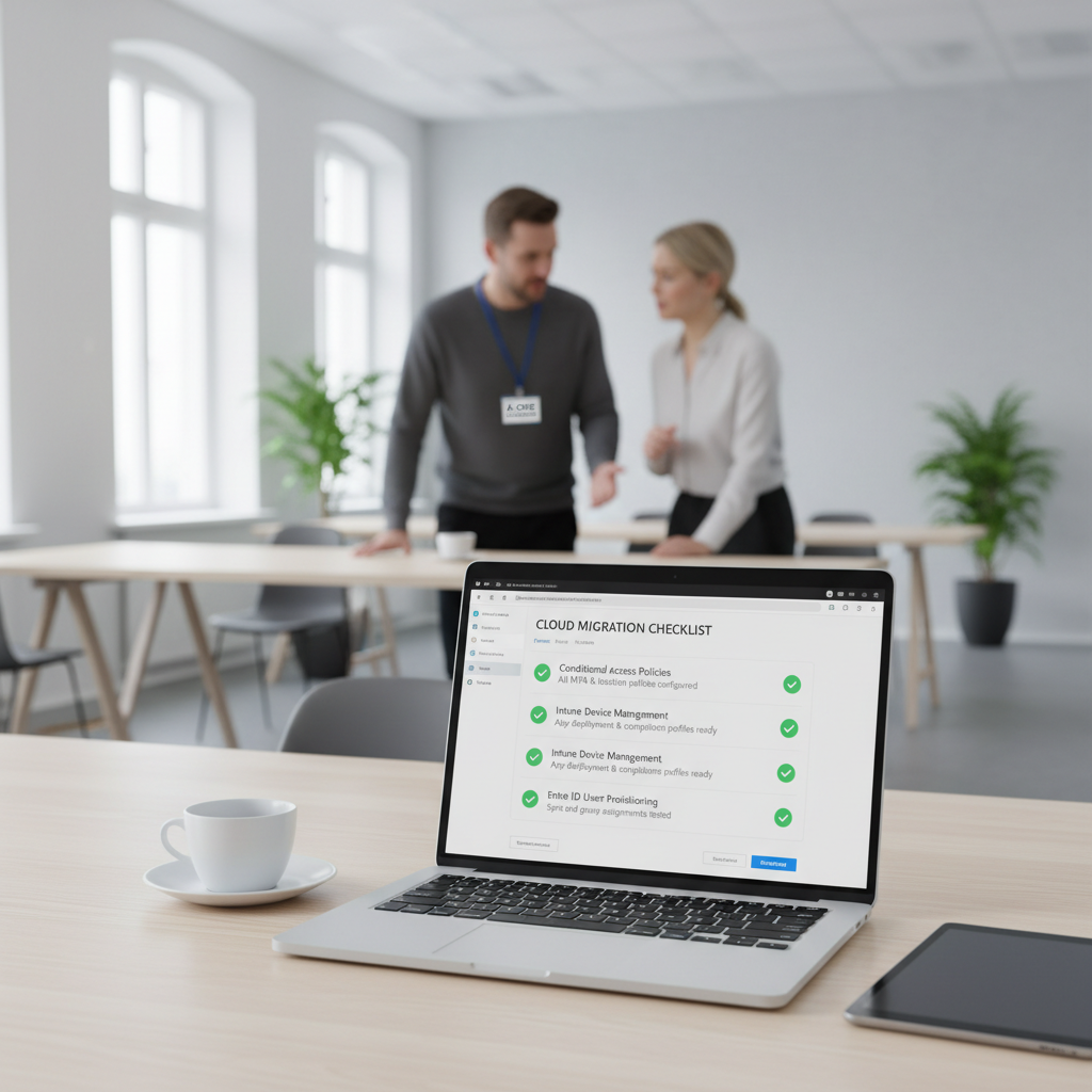 Tjekliste på skærm: Conditional Access, Intune og Entra ID som dele af backup af opsætning