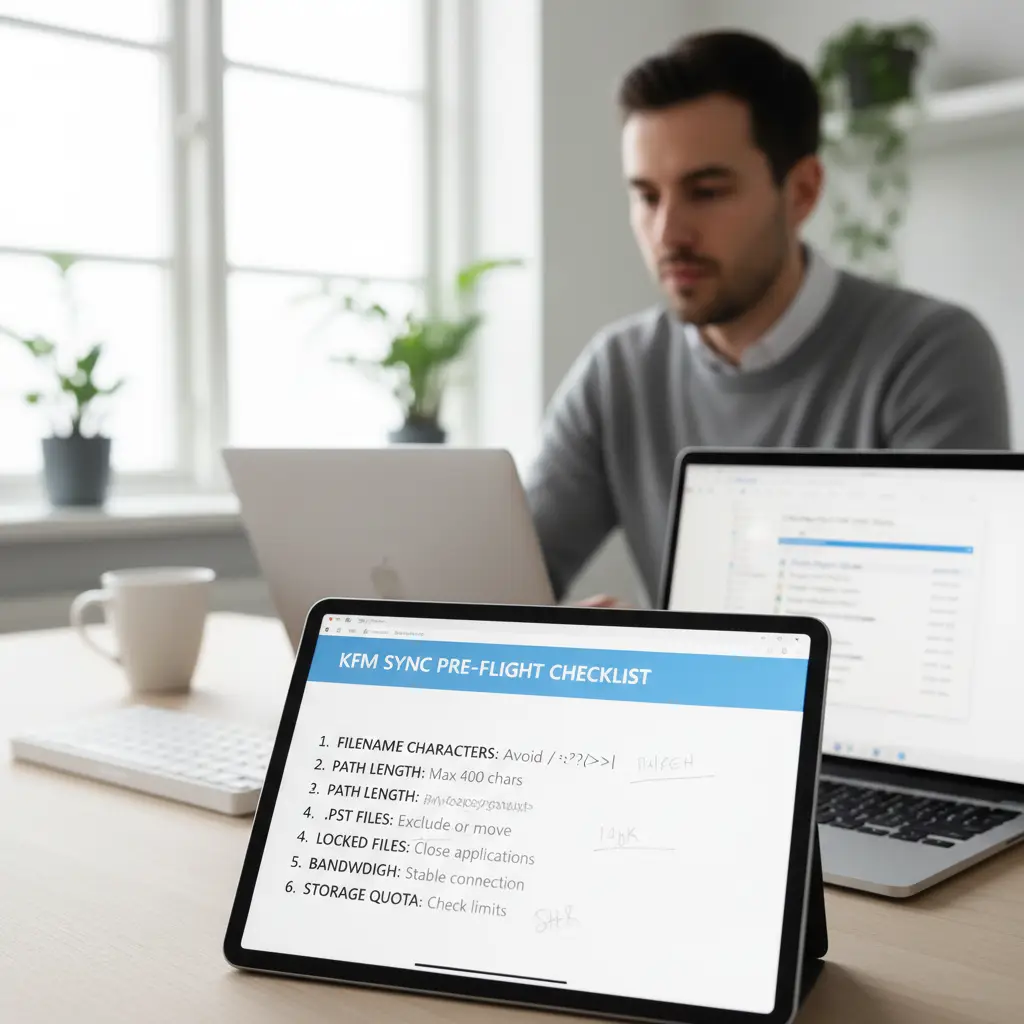 Eksempel på fejlkilder ved OneDrive synkronisering: filnavne, stier og låste filer