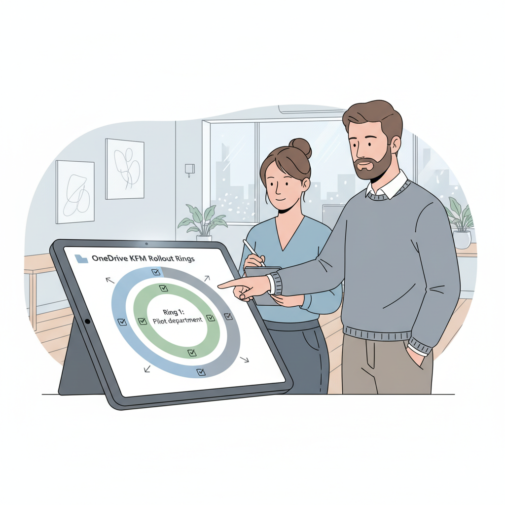 Oversigt over udrulningsringe til OneDrive KFM i Intune