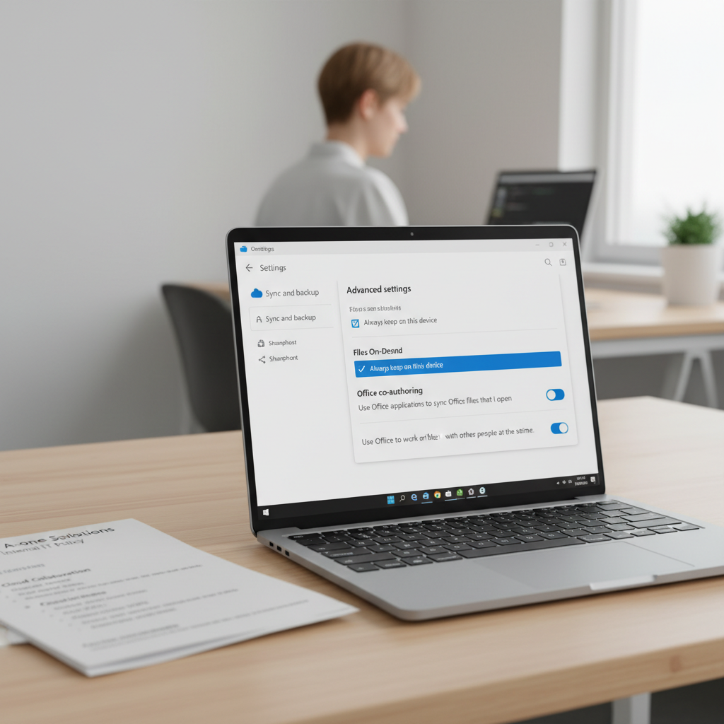 OneDrive indstillinger der viser valget for Office-samarbejde ved synkronisering af Office-filer
