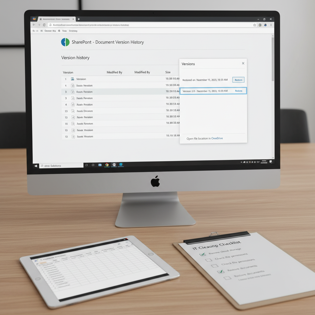 SharePoint versionshistorik på en Office-fil brugt til at gendanne korrekt version efter konflikt
