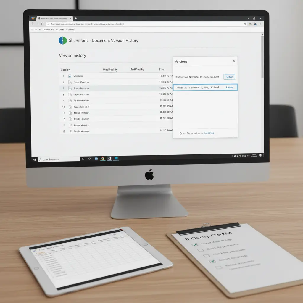 SharePoint versionshistorik på en Office-fil brugt til at gendanne korrekt version efter konflikt