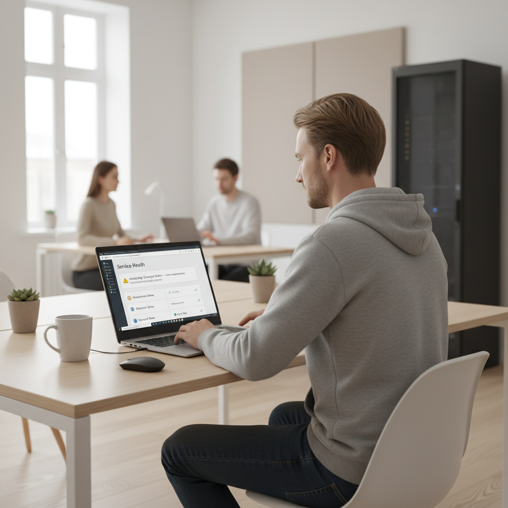 Skærmbillede af Microsoft 365 Service Health i admin center til kontrol af Exchange Online hændelser