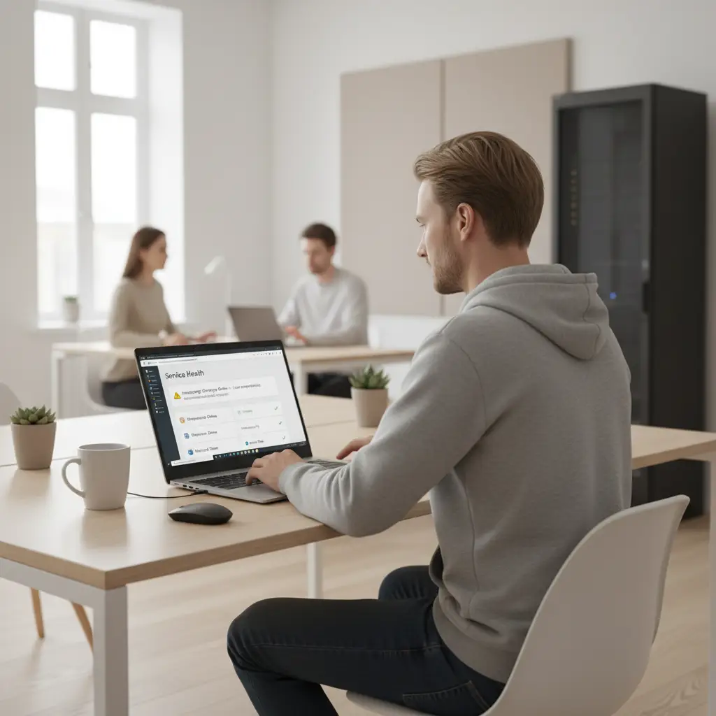 Skærmbillede af Microsoft 365 Service Health i admin center til kontrol af Exchange Online hændelser