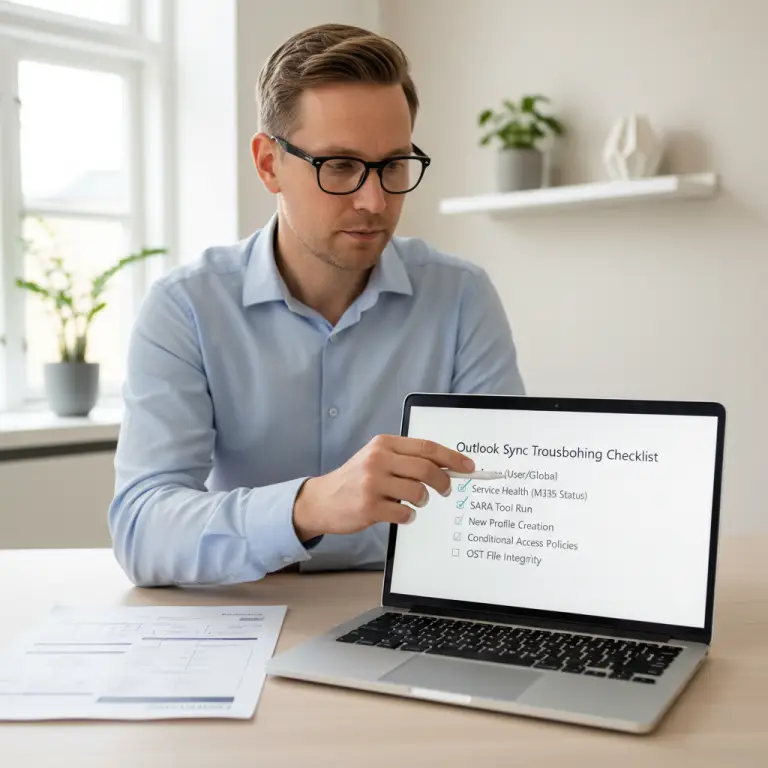 Outlook synkroniserer ikke – tjekliste til fejlfinding i M365 og netværk
