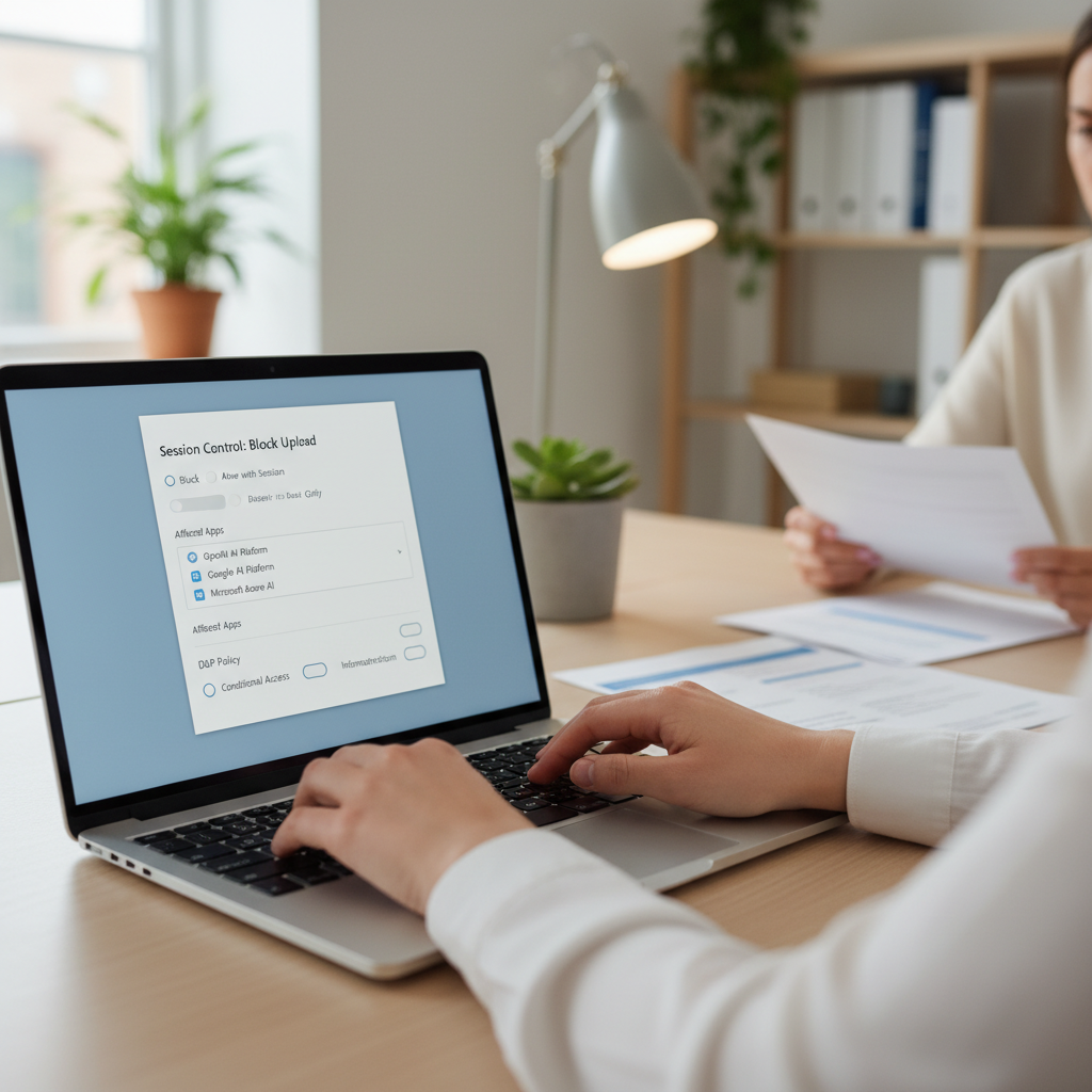 Policy-opsætning der blokerer data-upload til uautoriserede AI-tjenester
