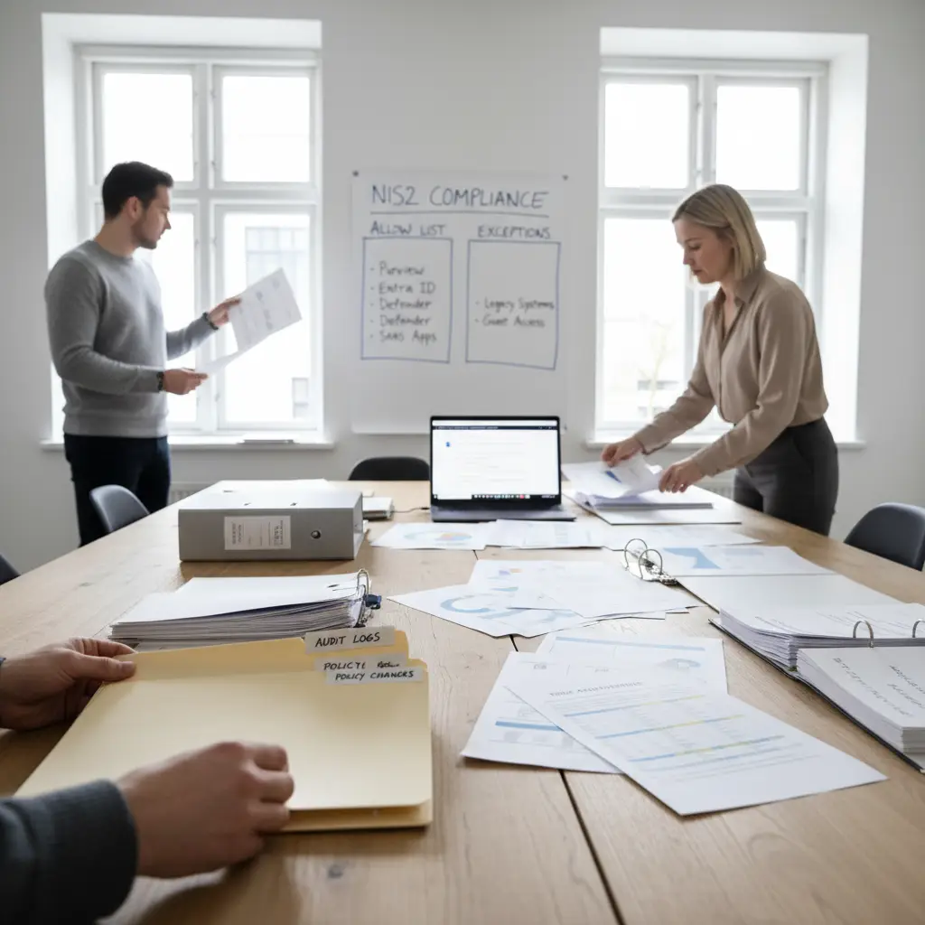 IT-team der dokumenterer policies og rapporter til audit og NIS2-krav