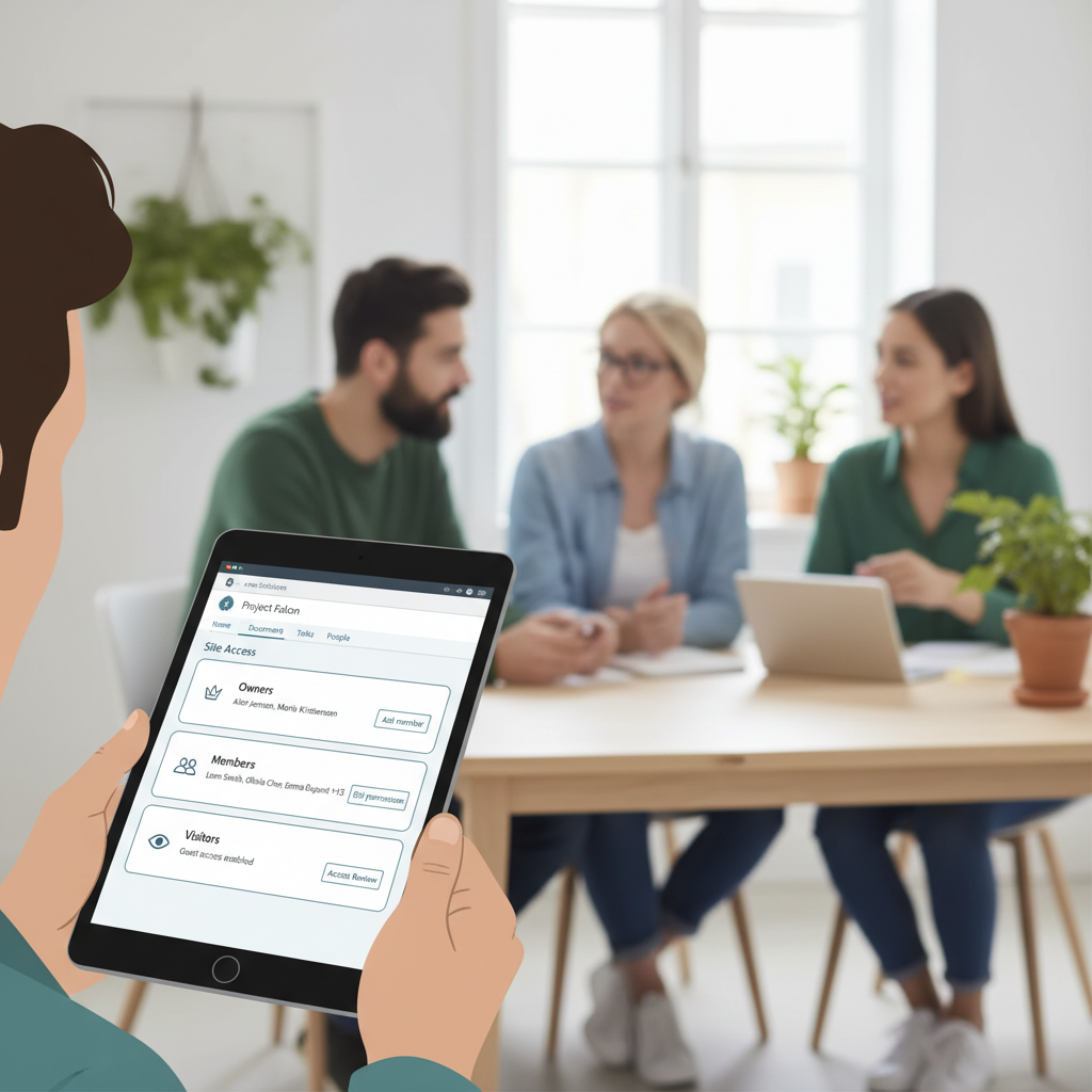Eksempel på SharePoint site med tydelige grupper for Owners, Members og Visitors
