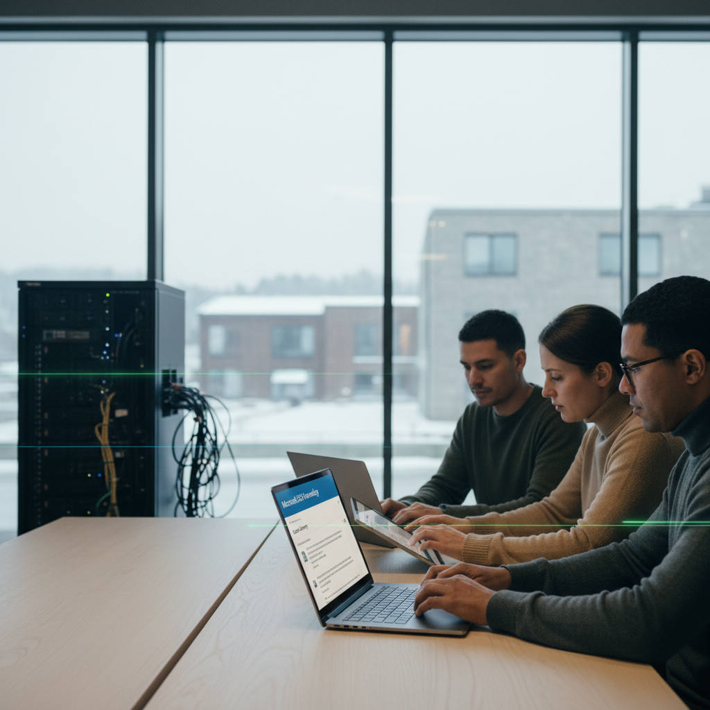 Illustration af SharePoint som fælles vidensplatform i Microsoft 365 i stedet for en lokal filserver