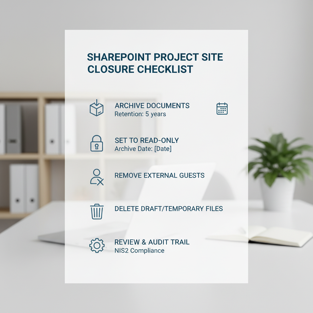Tjekliste for lukning og arkivering af SharePoint projektsites