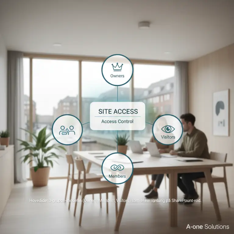 SharePoint rettigheder opdelt i tre grupper Owners Members Visitors