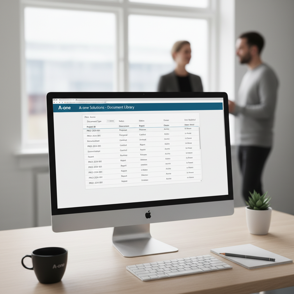 Skærmbillede-illustration af SharePoint bibliotek med metadata-kolonner og filtrerede views
