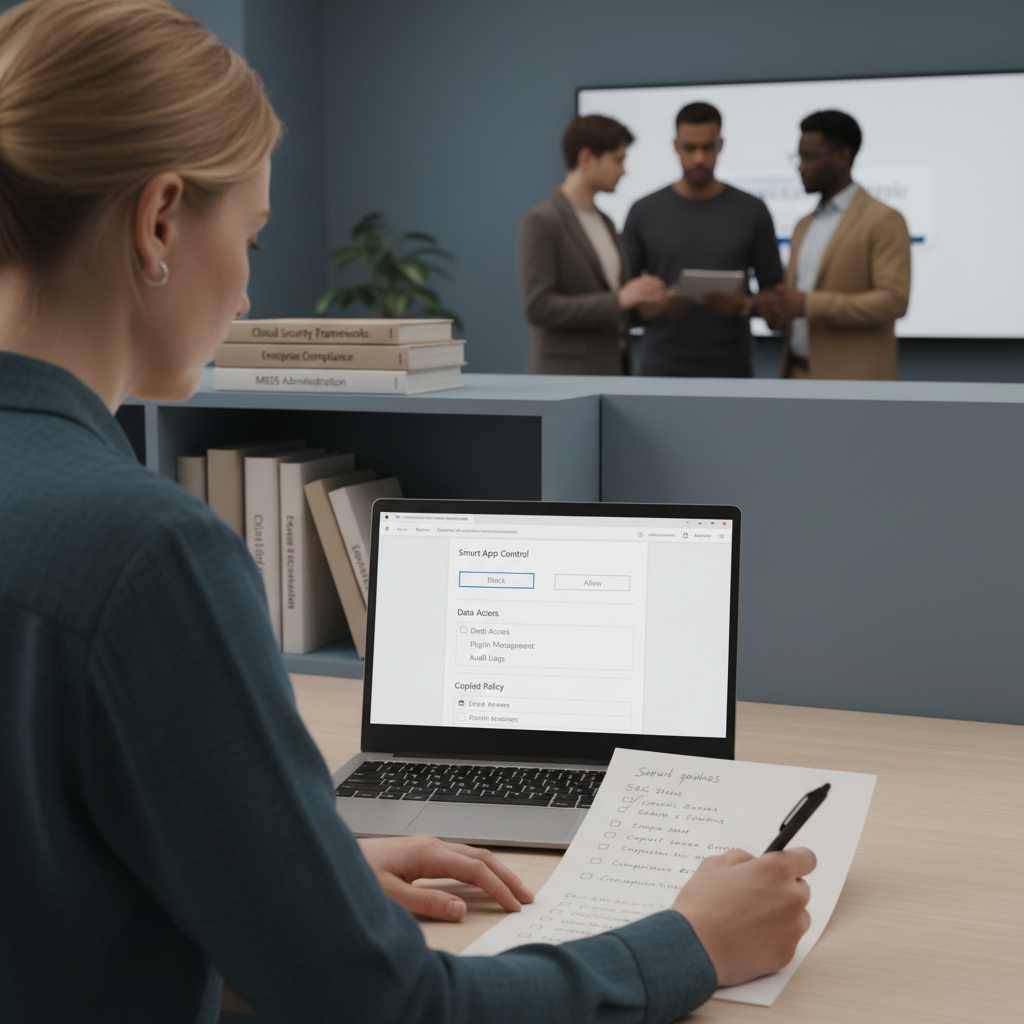 Sikkerhedsindstillinger i Windows 11 med fokus på app-kontrol og compliance