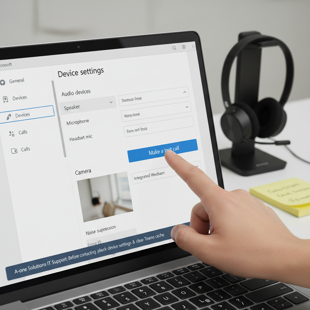 Skærmbillede af Teams-indstillinger for lyd og kamera