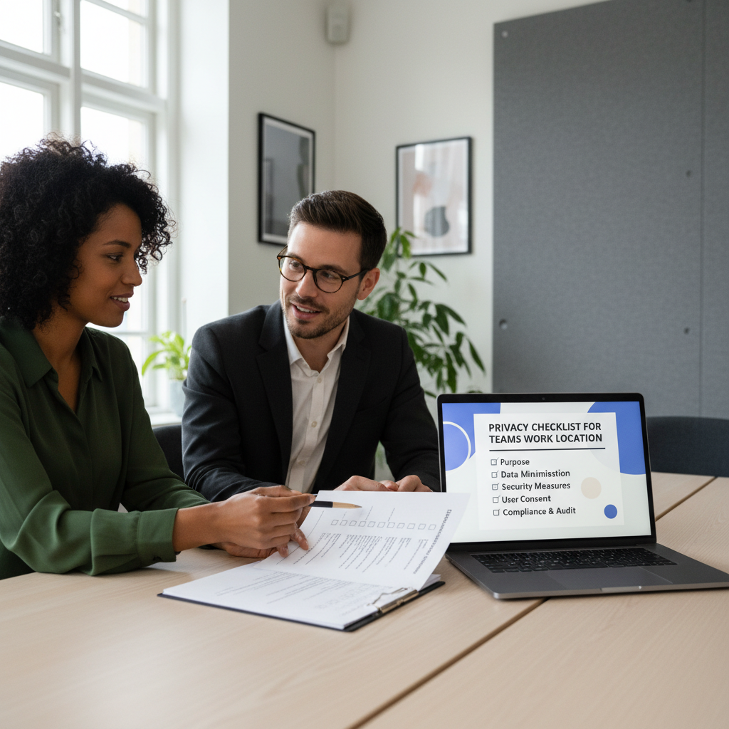 IT og HR gennemgår en tjekliste for Teams work location og GDPR