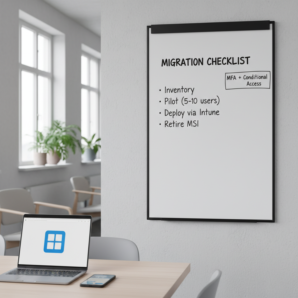 Tjekliste til migrering: inventar, pilot, udrulning, afvikling og sikkerhed