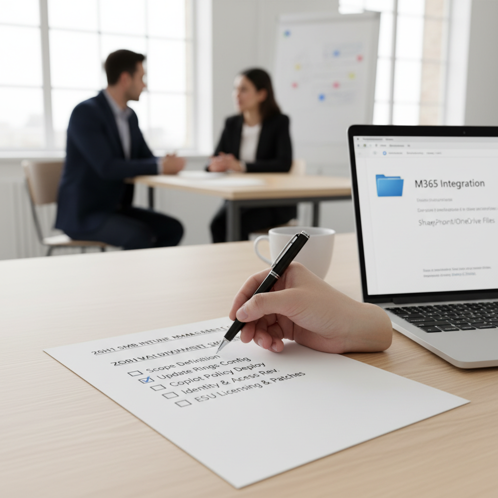 Tjekliste til Windows 11 26H1 udrulning og governance i en SMB