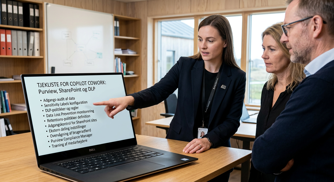 Tjekliste til governance for Copilot Cowork med Purview og SharePoint