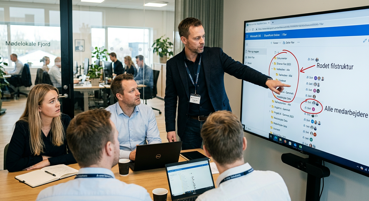 Rodet filstruktur og brede adgangsrettigheder i Microsoft 365 før udrulning af Copilot