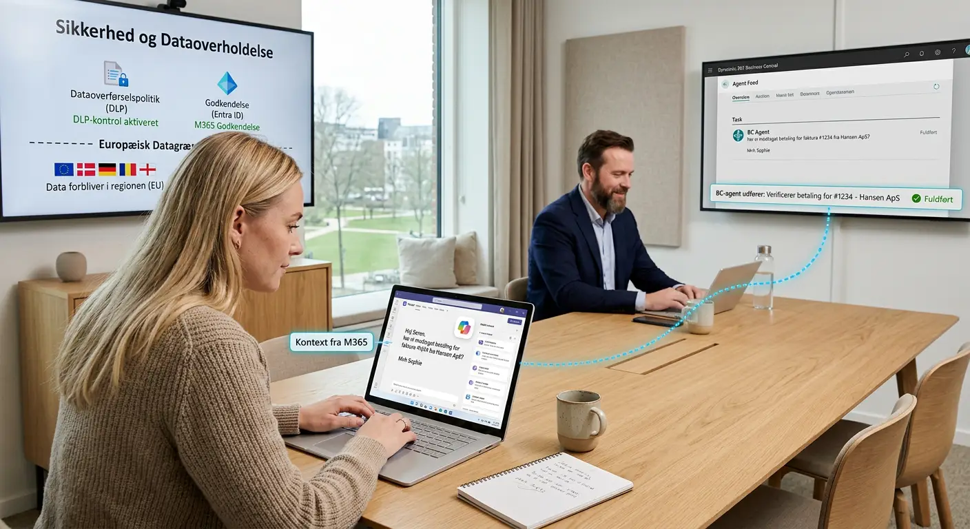 Samarbejde mellem M365 Copilot og Business Central-agenter med klare datagrænser