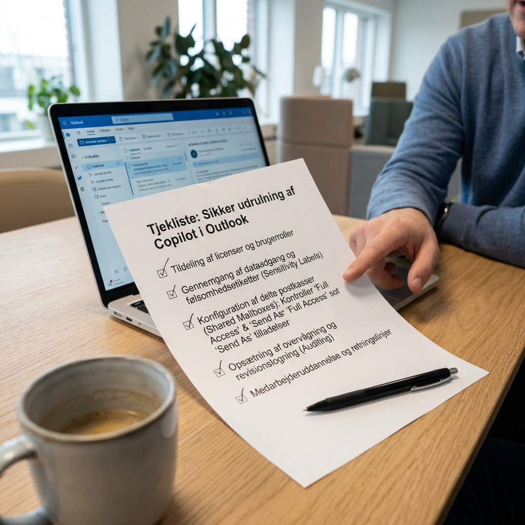 Tjekliste til sikker udrulning af Copilot i Outlook i Exchange Online