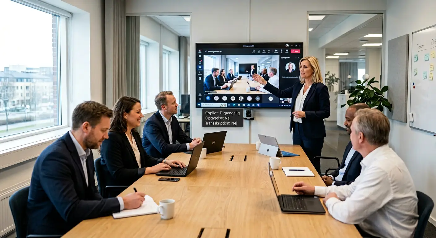 Leder møde i Microsoft Teams hvor Copilot bruges uden optagelse