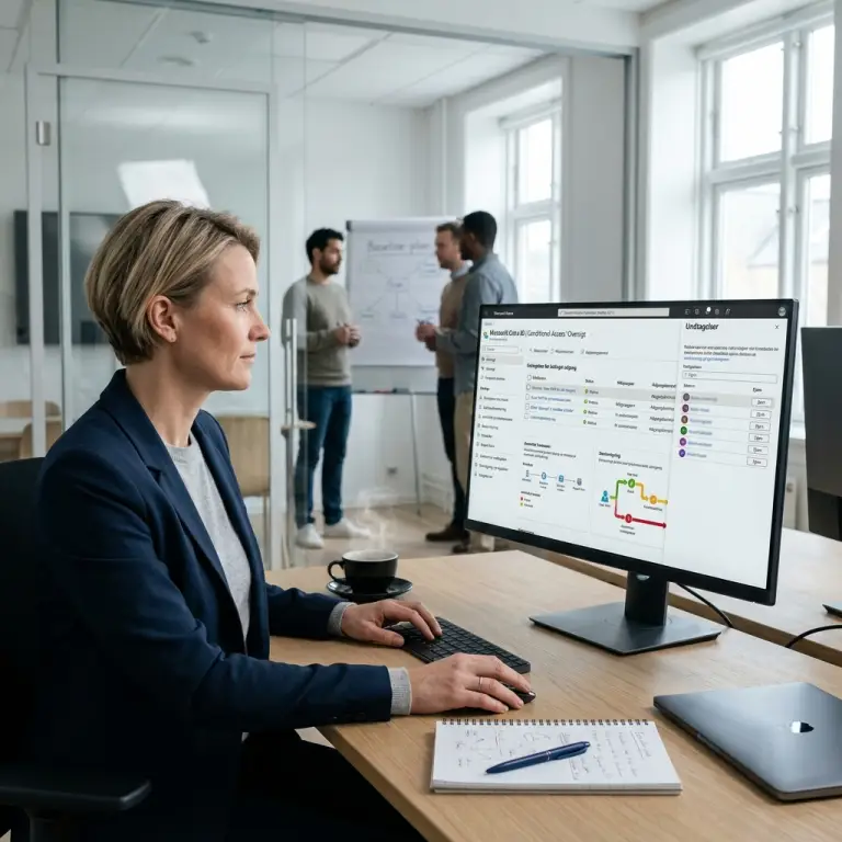 IT-chef gennemgår Conditional Access Entra ID baselines på skærm