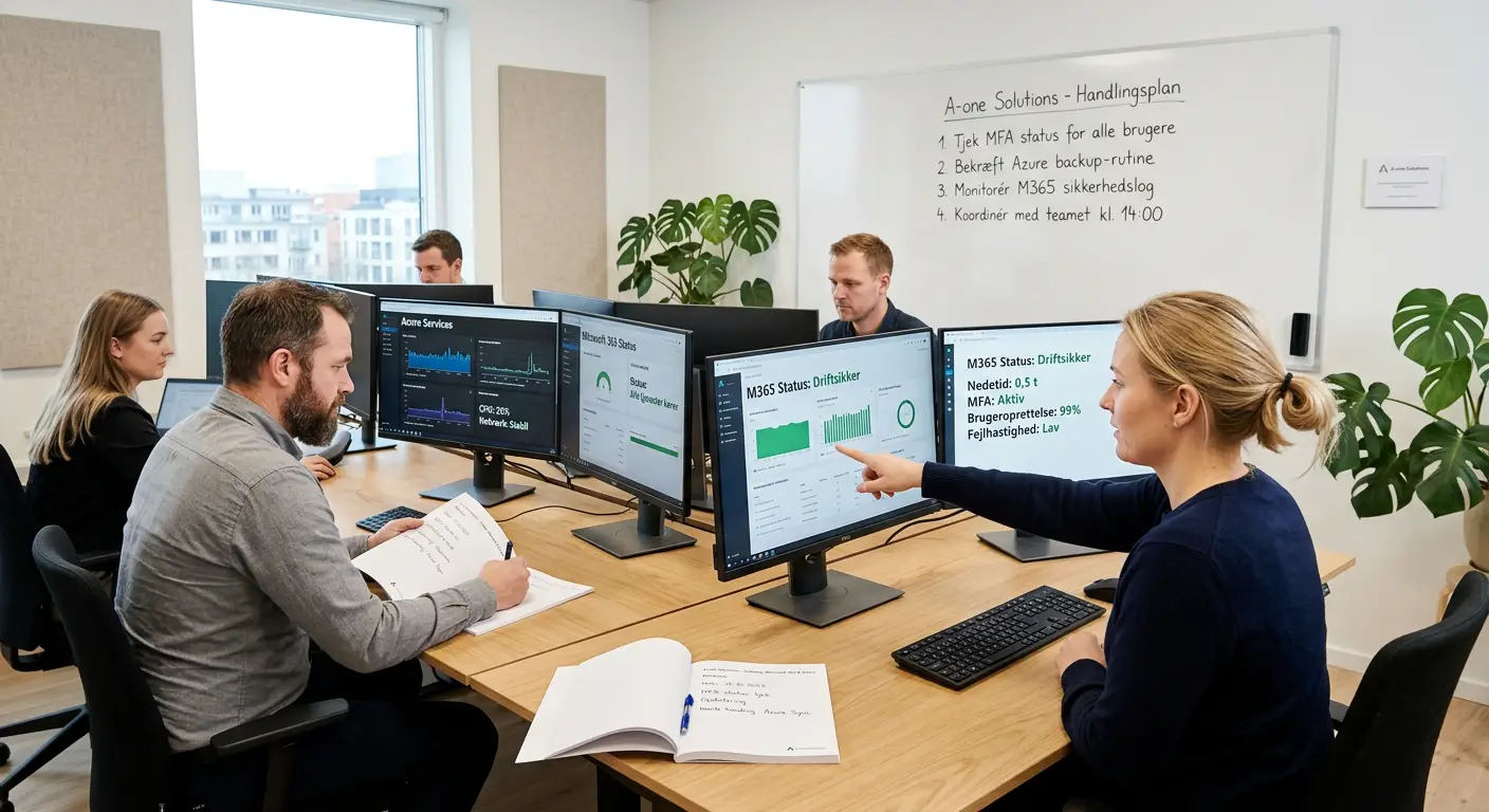 IT-supportteam der overvåger Microsoft 365 og Azure for at reducere nedetid