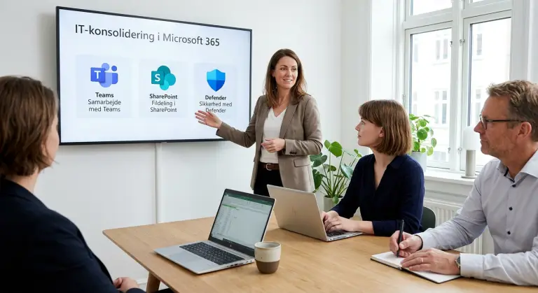 Visuelt overblik over SaaS-spaghetti og Modern Workspace fordele ved konsolidering i Microsoft 365