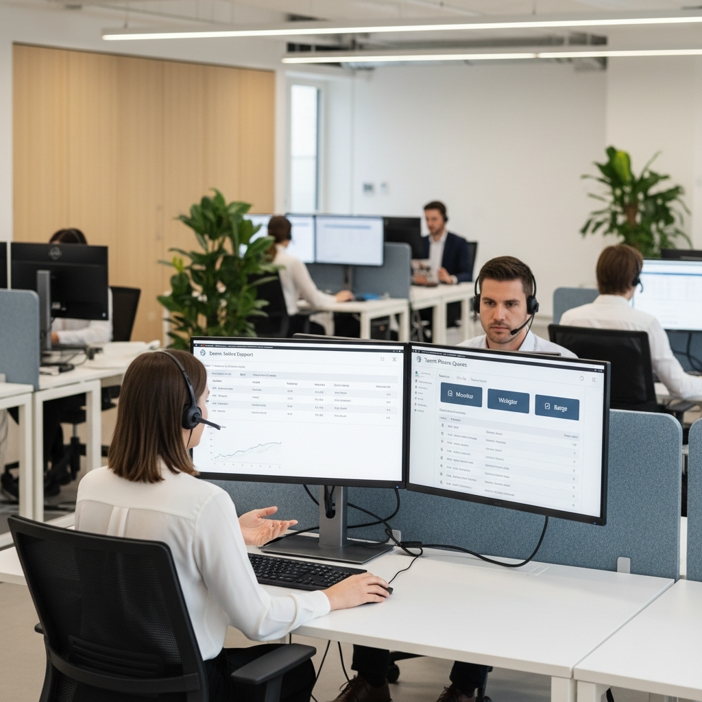 Kundeservice-team bruger Teams Phone med kø og supervisor-overblik