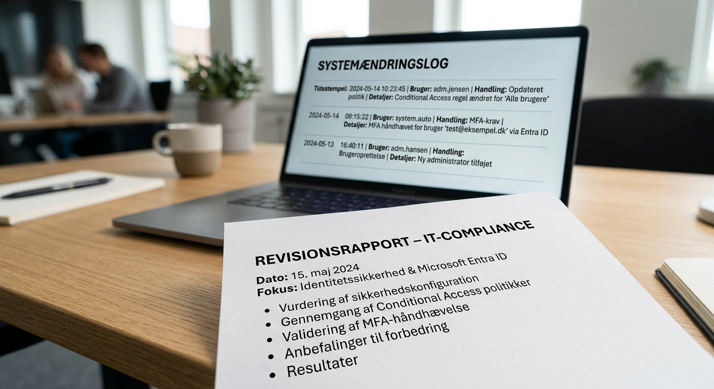 Eksempel på audit-rapport og ændringslog til IT compliance partner