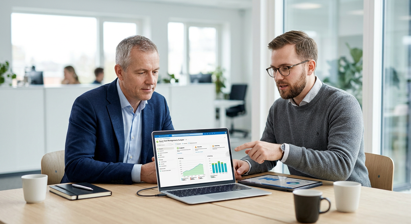 CFO og IT-chef gennemgår Azure Cost Management for at styre AI-omkostninger