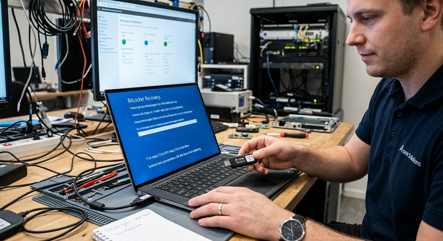 IT-support tester boot fra opdateret recovery-USB på en bærbar med Secure Boot