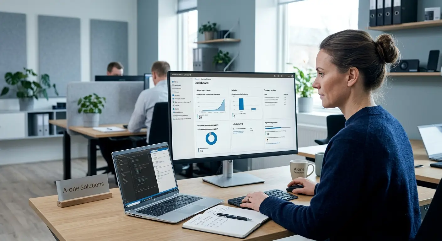Oversigt over enhedsflåde i Intune med status for Secure Boot og firmware